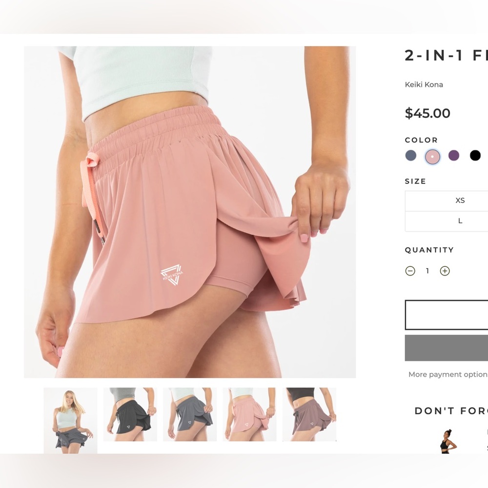 Keiki Kona 2-in-1 flowy athletic shorts, built in under shorts